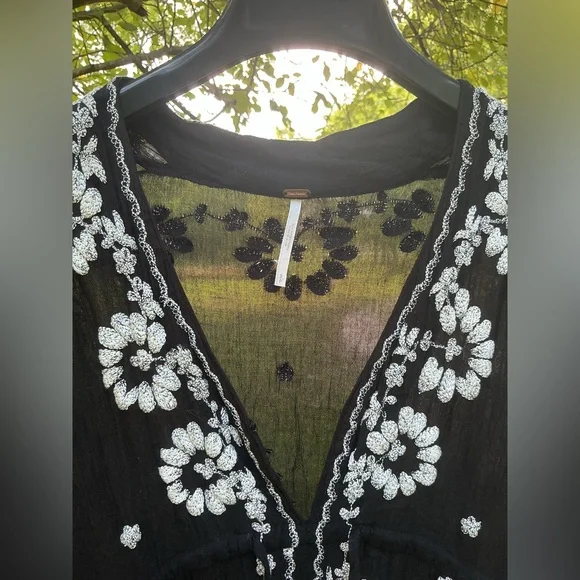Free People Wild Fable Black Embroidered Midi Dress - Picture 3 of 5
